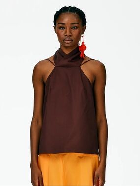 Tibi eco poplin halter top